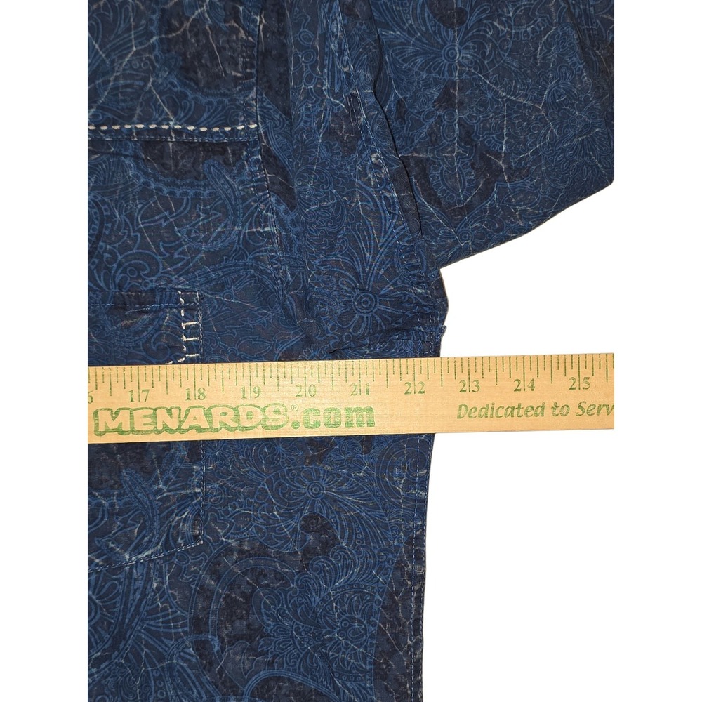 Rock & Roll Cowboy Western Paisley Pearl Snap Shirt Mens L Blue Long Sleeve - Picture 3 of 12
